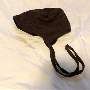 Handmade Herringbone Brown Toddler Baby Bonnet Hat with Brim